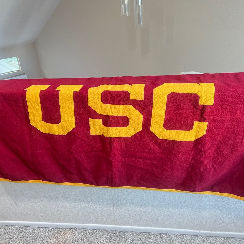 USC Maroon Red Wool Throw Blanket 59x35 Vintage Trojans Collegiate Graduation